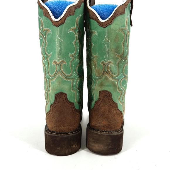 Justin Womens Raya Cowboy Boots 8B Leather Square Toe Cowgirl Rodeo Western Boho - Picture 7 of 9